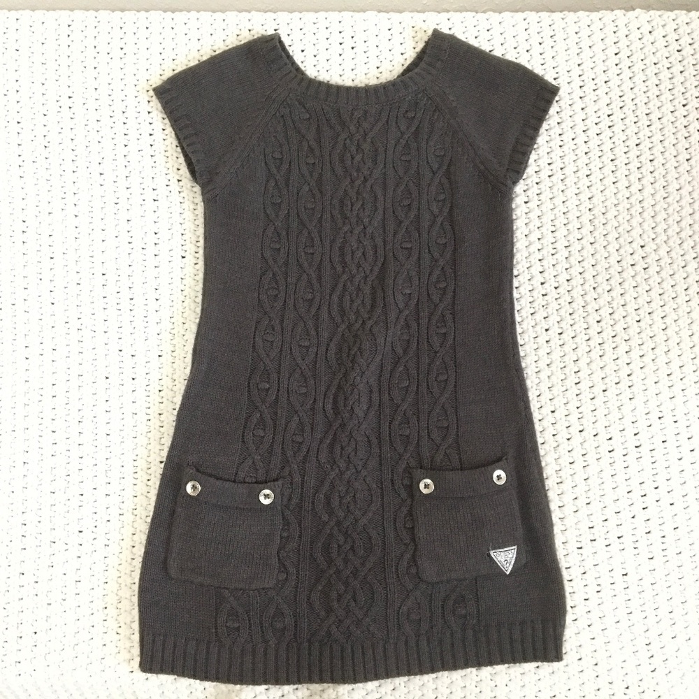 GUESS KNITTED GIRLS SWEATER DRESS IN GRAY SIZE 5/6